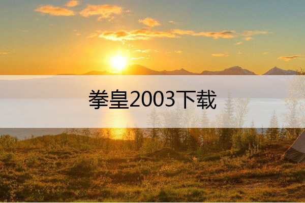 拳皇2003下载(拳皇2003下载手机版)
