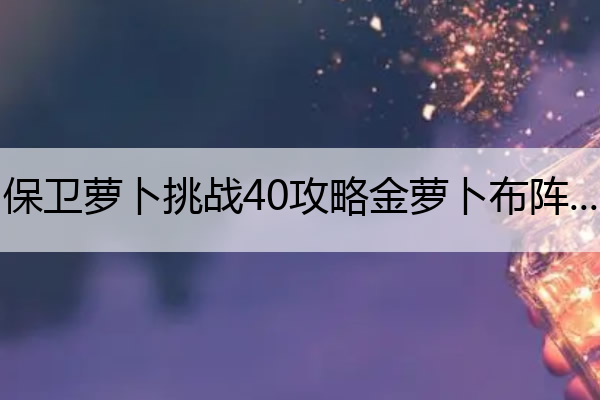 保卫萝卜挑战40攻略金萝卜布阵图 保卫萝卜挑战40攻略图解法